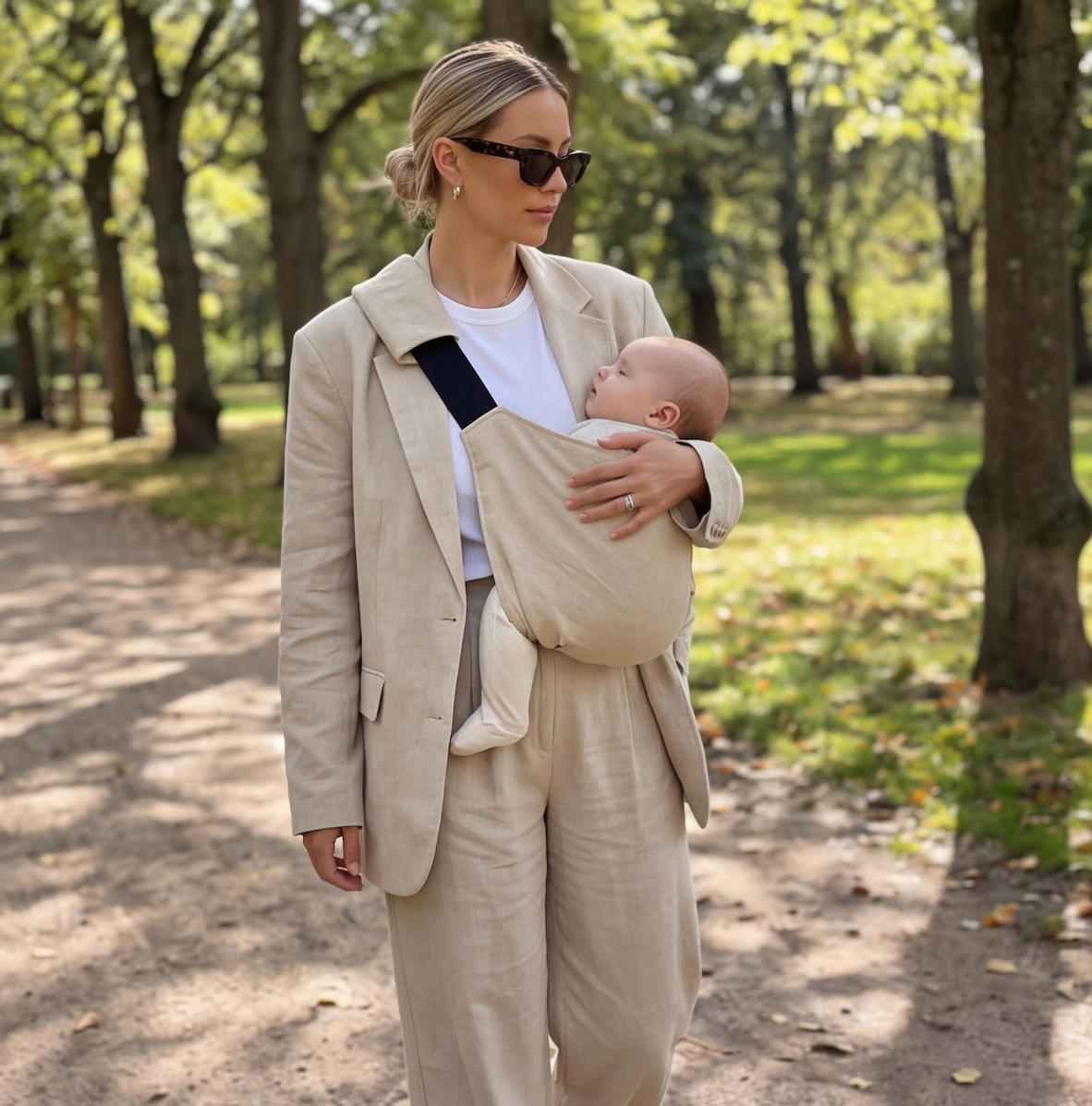 Babboo Sling worn — Twill Beige