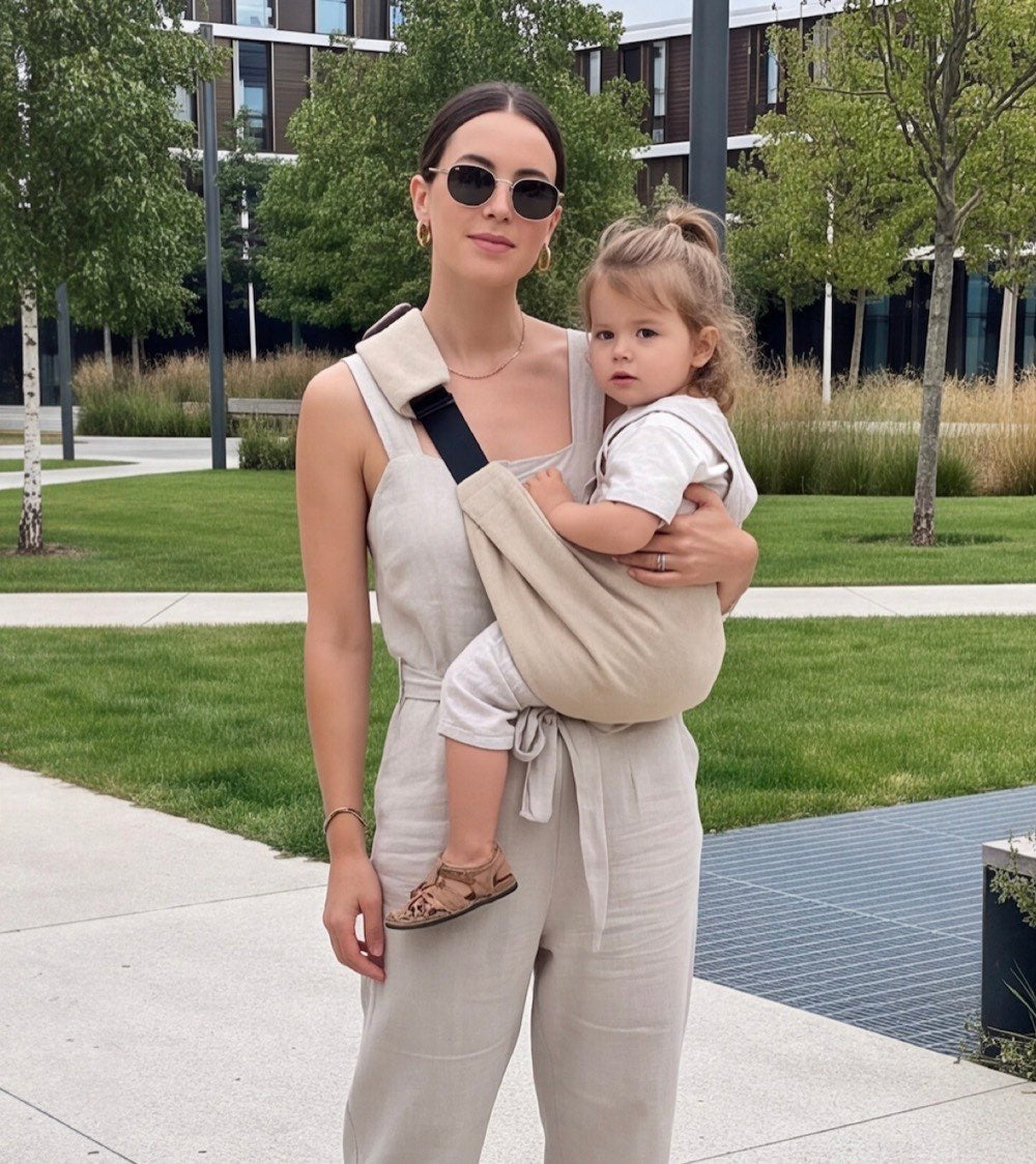Parent wearing the Babboo sling